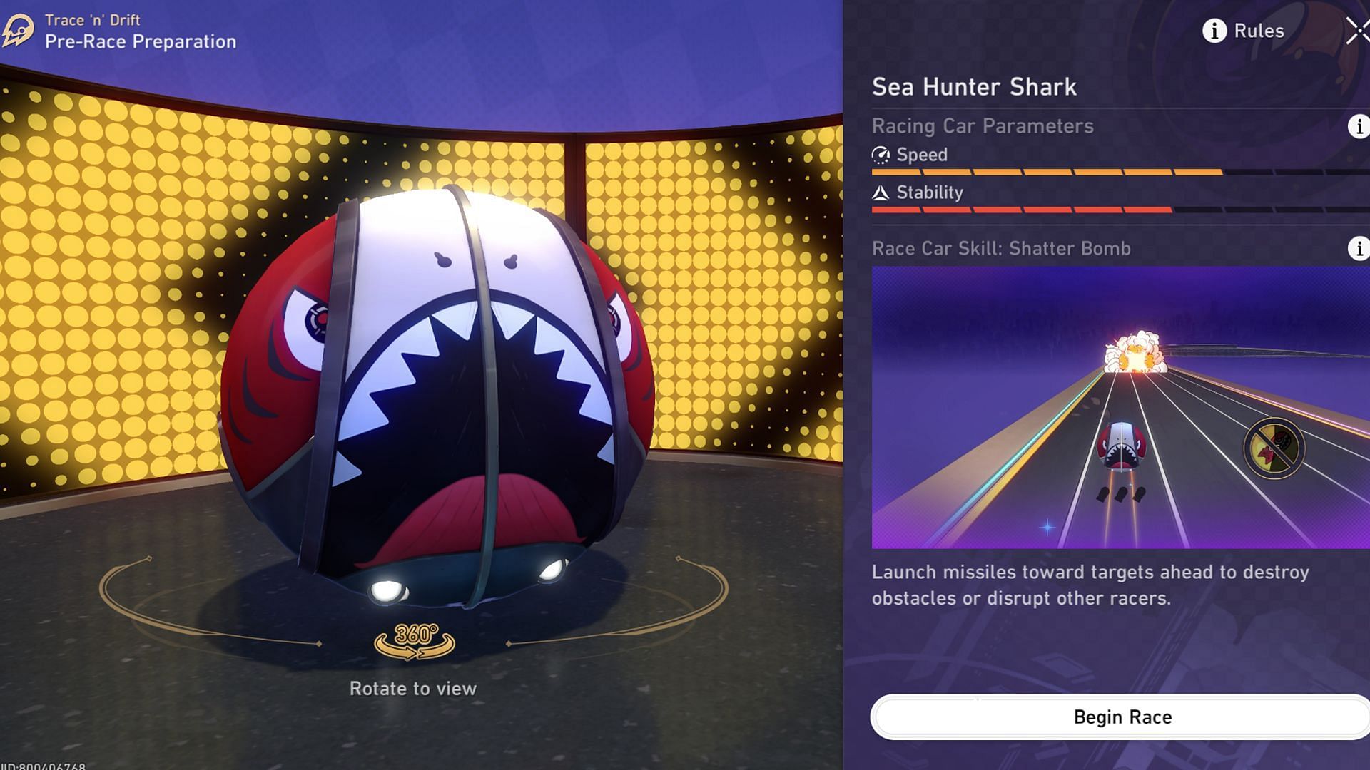 You will drive the Sea Hunter Shark for Qualifier Round 1 (Image via Sportskeeda Gaming || HoYoverse)